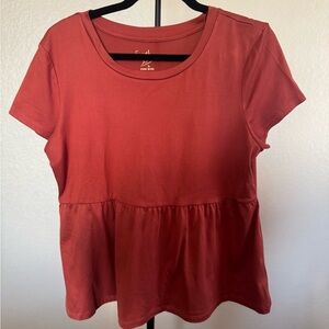 Women's Burnt Orange Peplum Top